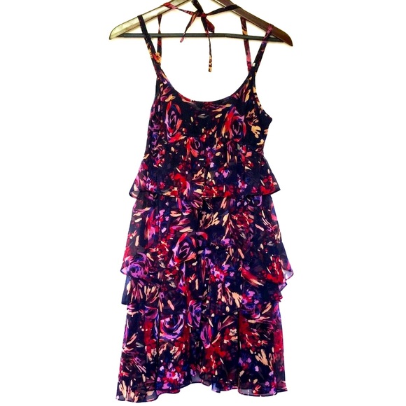 BCBGeneration Tiered Ruffle Floral Halter Dress Sm - Picture 6 of 8